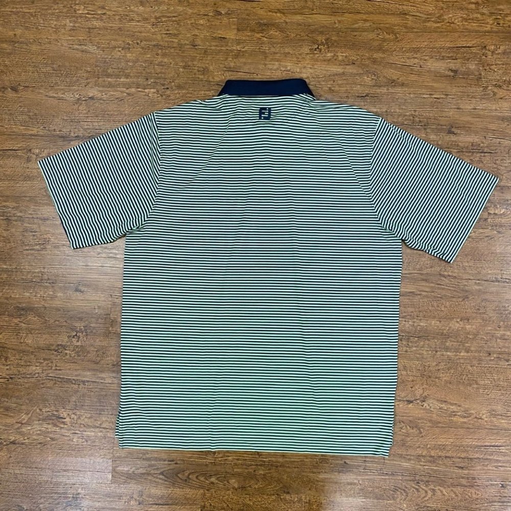 FootJoy FJ Blue Green Bengal Striped Performance Stretch Golf Polo Shirt Mens XL - Picture 2 of 10